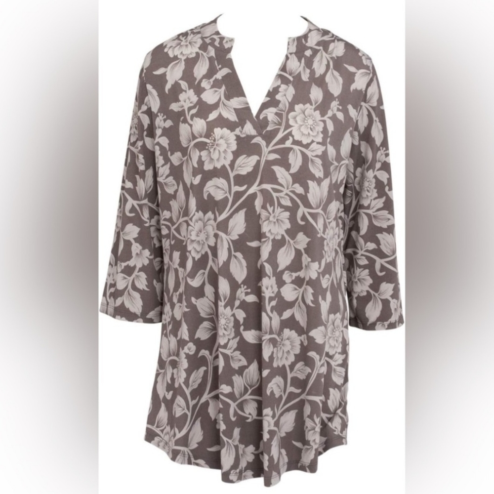 Gray Asymmetrical Tunic with Mandarin Collar - Picture 2 of 4